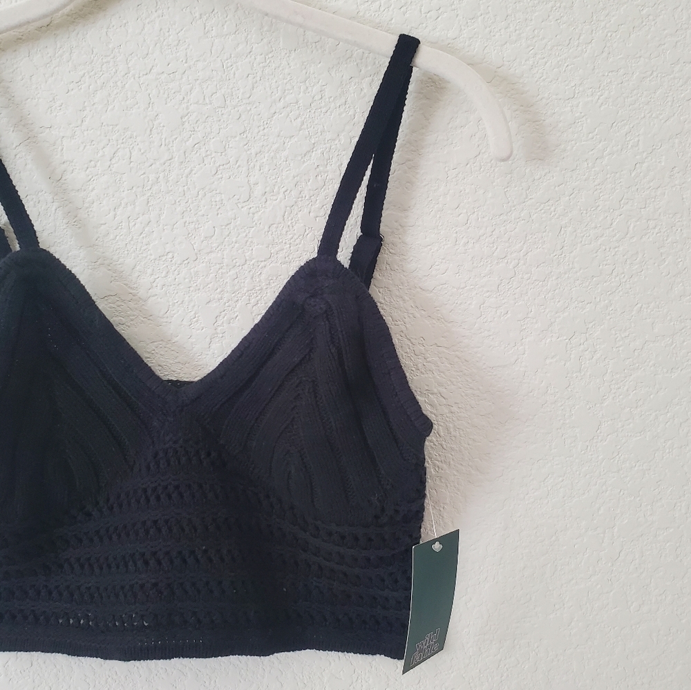 Wild Fable Black Boho Crochet Knit Crop Tank Top XS Festival Beach Hippie NWT - Picture 11 of 11